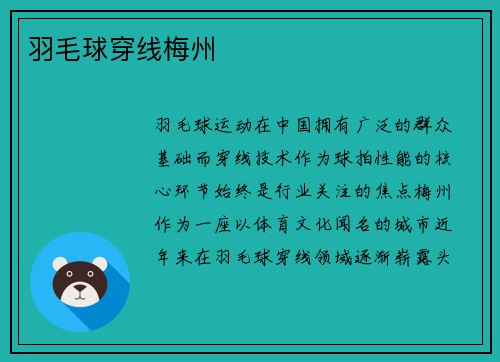 羽毛球穿线梅州